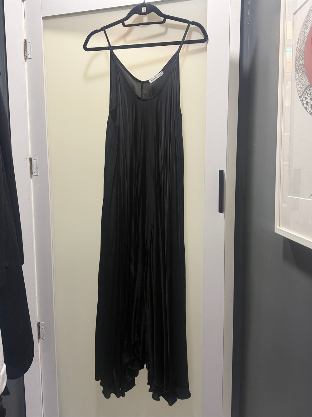 Tempo Paris Black Slip Maxi Dress with Spaghetti Straps